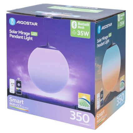 Aigostar - Dimbare LED RGBW zonne-lantaarn MESH LED/5W/3,7V 8000 mAh 2700K-6500K IP65 Ø 30 cm