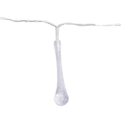 Aigostar - LED-lichtsnoer voor buiten, 25x LED, 8 functies, 3x AA, 2,5 m, IP44, meerkleurig, druppelvormig