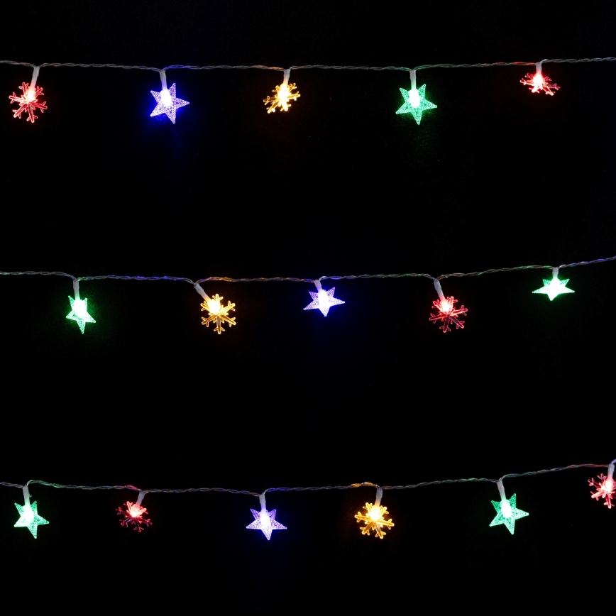 Aigostar - LED RGBY buiten kerstverlichting, 100 LED, 8 functies, 3x AA-batterijen, 10 m, IP44, met sterren