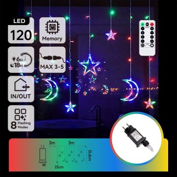 Aigostar - LED RGBY Buitensnoer 120xLED/8 functies 3x0,6m IP44 multicolor + afstandsbediening