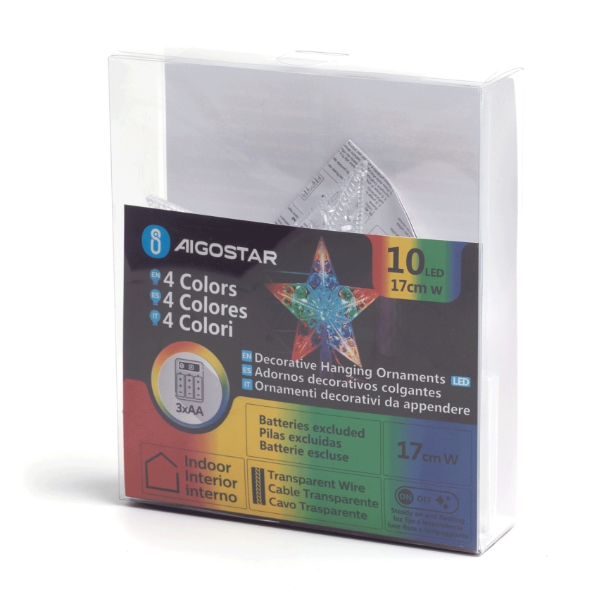 Aigostar - LED RGBY kerstster 10xLED/3xAA