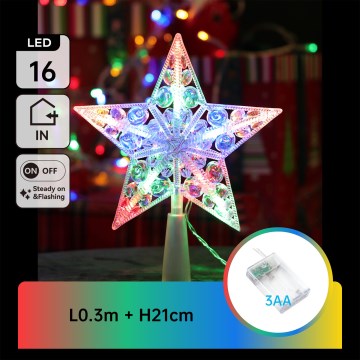 Aigostar - LED RGBY kerstster 16xLED/3xAA