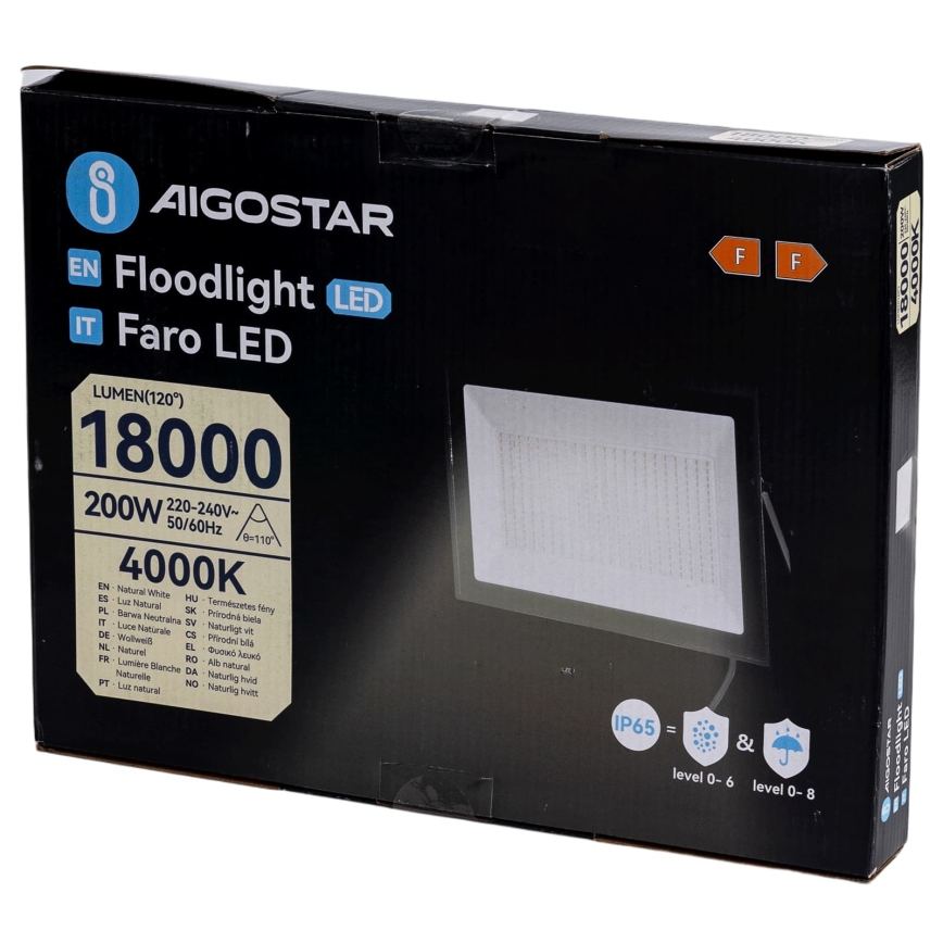 Aigostar - LED-schijnwerper LED/200W/230V 4000K IP65 zwart