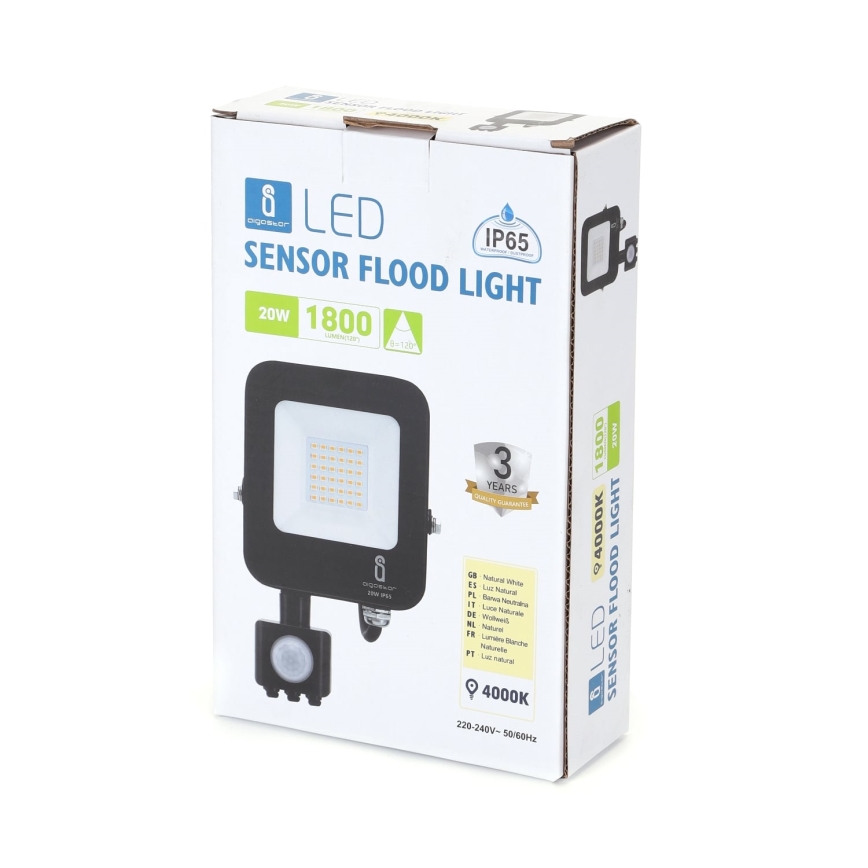 Aigostar - LED Schijnwerper met Sensor LED/20W/230V 4000K IP65