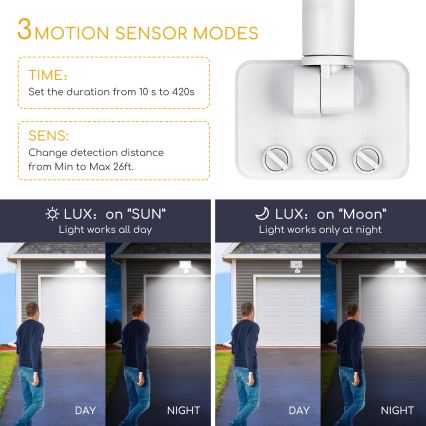 Aigostar - LED Schijnwerper met Sensor LED/20W/230V 4000K IP65 wit