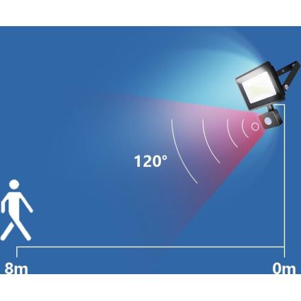 Aigostar - LED Schijnwerper met sensor LED/50W/230V 4000K IP65 zwart