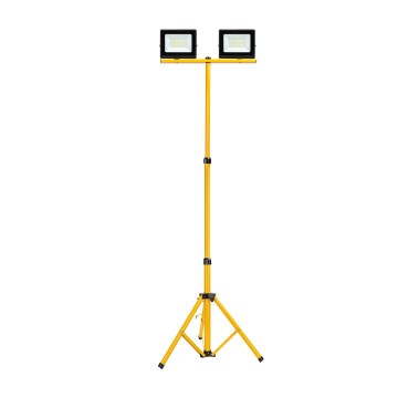 Aigostar - LED-schijnwerper met statief, 2×LED, 30 W, 230 V, 6500 K, IP65, oranje/zwart