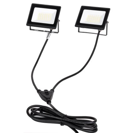 Aigostar - LED-schijnwerper met statief, 2×LED, 30 W, 230 V, 6500 K, IP65, oranje/zwart
