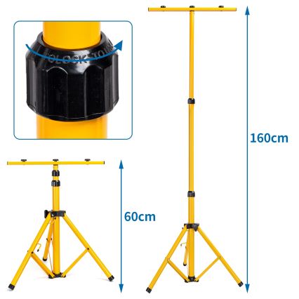 Aigostar - LED-schijnwerper met statief, 2×LED, 30 W, 230 V, 6500 K, IP65, oranje/zwart