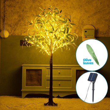 Aigostar - LED Solar decoratie 150xLED/3,2m IP65 warm wit olijf