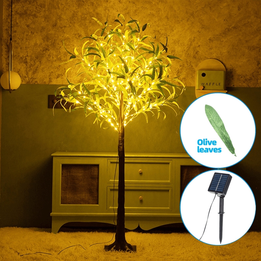 Aigostar - LED Solar decoratie 285xLED/3,8m IP65 warm wit olijf