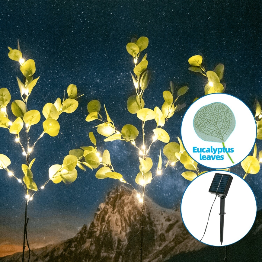 Aigostar - LED Solar decoratie 60xLED/3,5m IP65 300 mAh warm wit eucalyptus