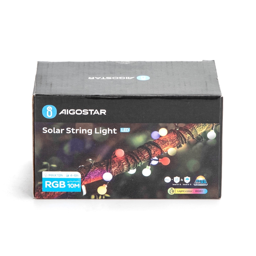 Aigostar - LED Solar Decoratieve lichtsnoer 50xLED/8 Functies 12m IP65 800 mAh Meerdere kleuren