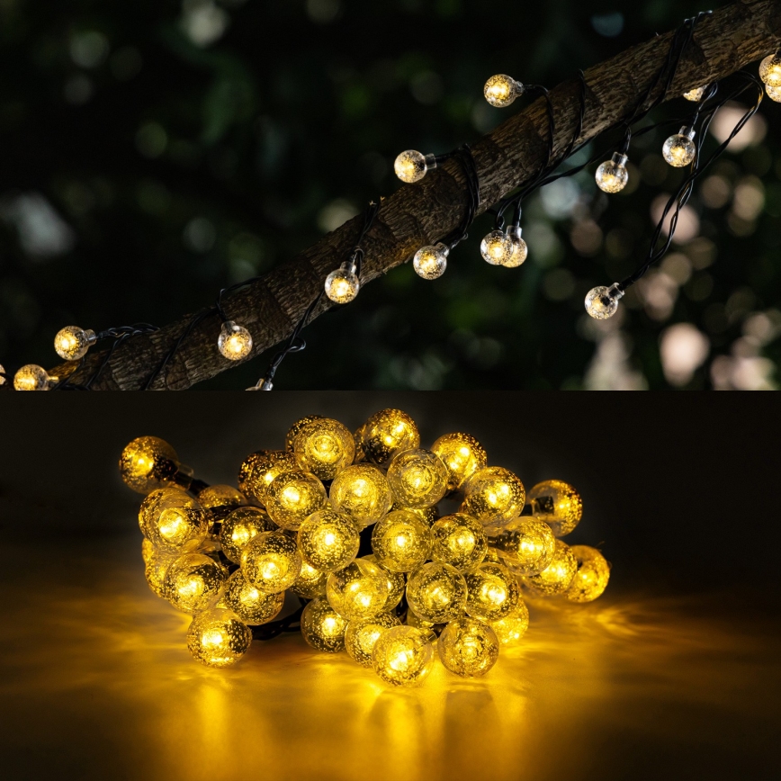 Aigostar - LED Solar Decoratieve lichtsnoer 50xLED/8 Functies 12m IP65 800 mAh warm wit