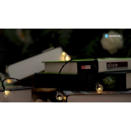 Aigostar - LED Solar Decoratieve lichtsnoer 50xLED/8 Functies 12m IP65 800 mAh warm wit