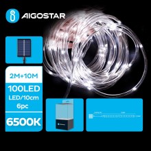 Aigostar - LED Solar Kerst lichtsnoer 100xLED/8 Functies 12m IP65 koud wit