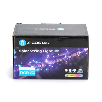 Aigostar - LED Solar Kerst lichtsnoer 100xLED/8 Functies 12m IP65 Meerdere kleuren