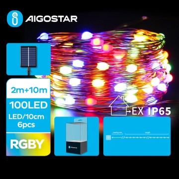 Aigostar - LED Solar Kerst lichtsnoer 100xLED/8 Functies 12m IP65 Meerdere kleuren