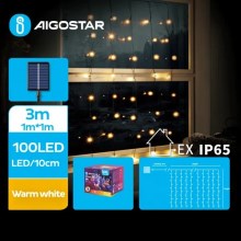 Aigostar - LED Solar Kerst lichtsnoer 100xLED/8 Functies 4x1m IP65 warm wit