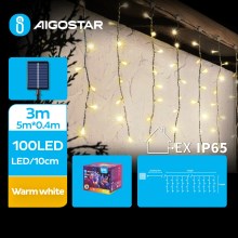 Aigostar - LED Solar Kerst lichtsnoer 100xLED/8 Functies 8x0,4m IP65 warm wit