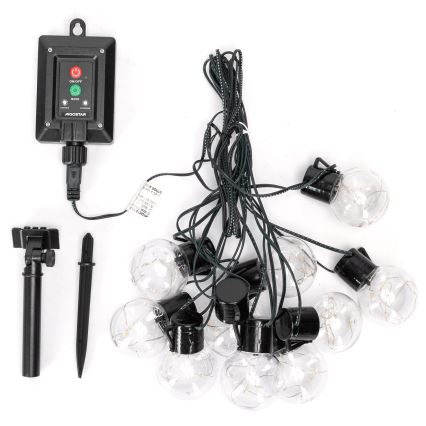 Aigostar - LED Solar Kerst lichtsnoer 10xLED/8 Functies 6,5m IP65 warm wit