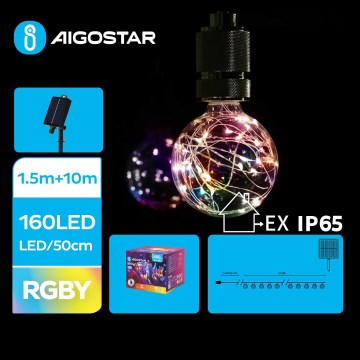 Aigostar - LED Solar Kerst lichtsnoer 20xLED/8 Functies 11,5m IP65 Meerdere kleuren