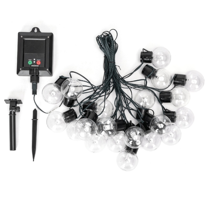 Aigostar - LED Solar Kerst lichtsnoer 20xLED/8 Functies 11,5m IP65 Meerdere kleuren
