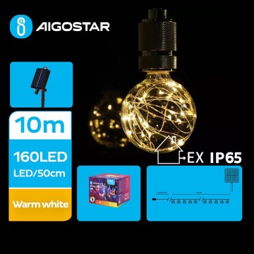 Aigostar - LED Solar Kerst lichtsnoer 20xLED/8 Functies 11,5m IP65 warm wit