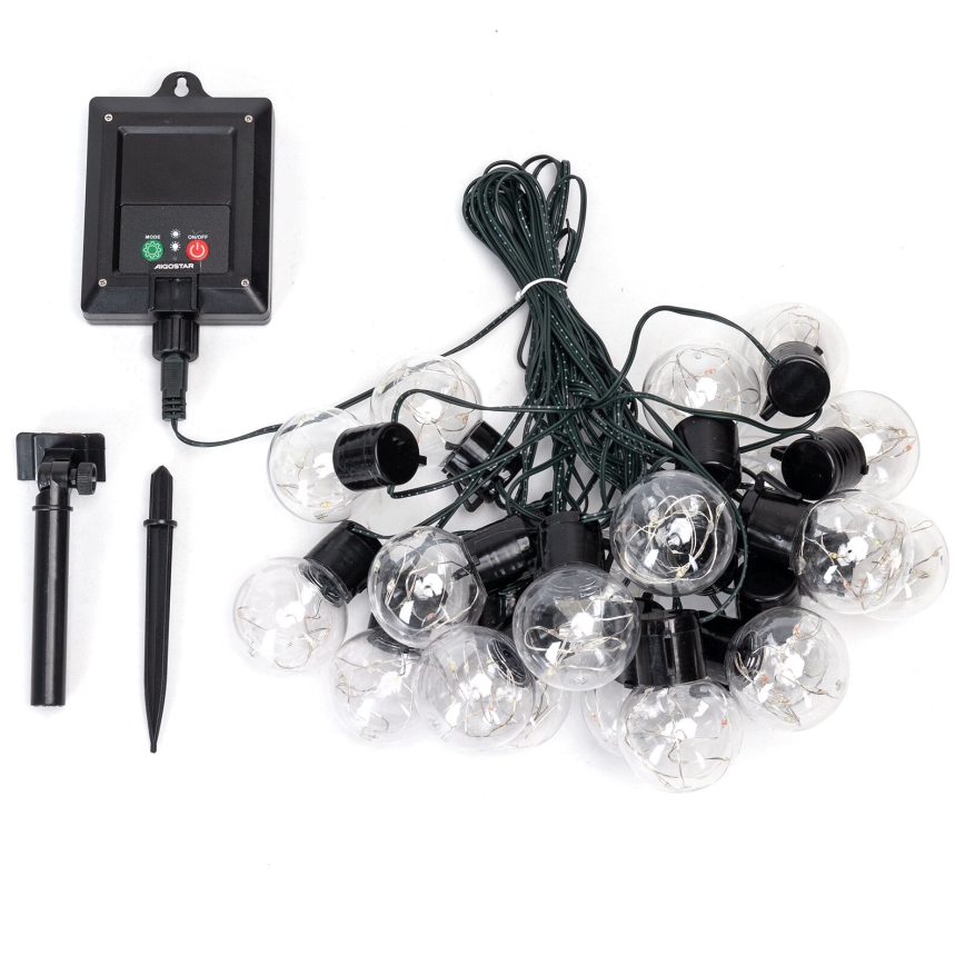 Aigostar - LED Solar Kerst lichtsnoer 20xLED/8 Functies 11,5m IP65 warm wit