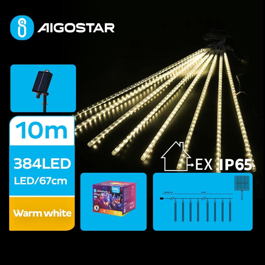 Aigostar - LED Solar Kerst lichtsnoer 384xLED/13m IP65 warm wit