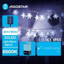 Aigostar - LED Solar Kerst lichtsnoer 50xLED/8 Functies 12m IP65 koud wit