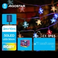 Aigostar - LED Solar Kerst lichtsnoer 50xLED/8 Functies 12m IP65 Meerdere kleuren