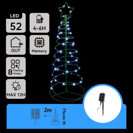 Aigostar - LED Solar Kerstdecoratie LED/0,26W/3,7V 75cm IP65 500 mAh koud wit