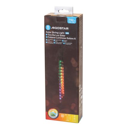 Aigostar - LED Solar Kerstketting 192xLED/8m IP65 1200 mAh Meerdere kleuren