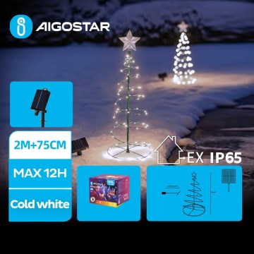 Aigostar - LED Solar Kerstversiering LED/0,26W/3,7V 75cm IP65 koud wit