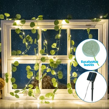 Aigostar - LED Solar ketting 100xLED/12m IP65 warm wit eucalyptus