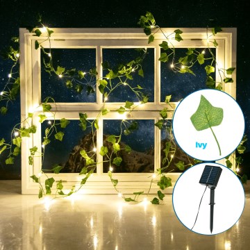Aigostar - LED Solar ketting 100xLED/12m IP65 warm wit ivy