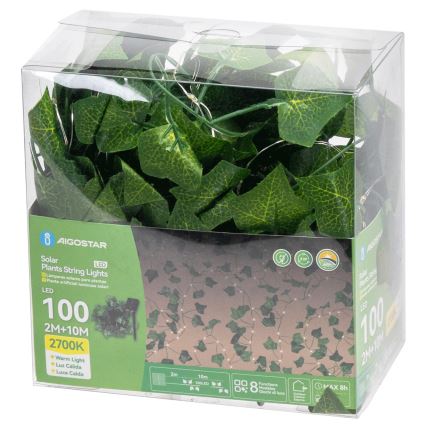 Aigostar - LED Solar ketting 100xLED/12m IP65 warm wit ivy
