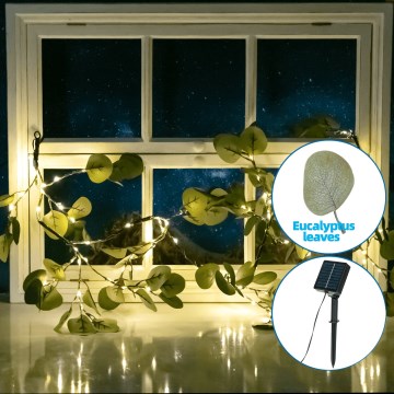 Aigostar - LED Solar ketting 110xLED/4m IP65 warm wit eucalyptus
