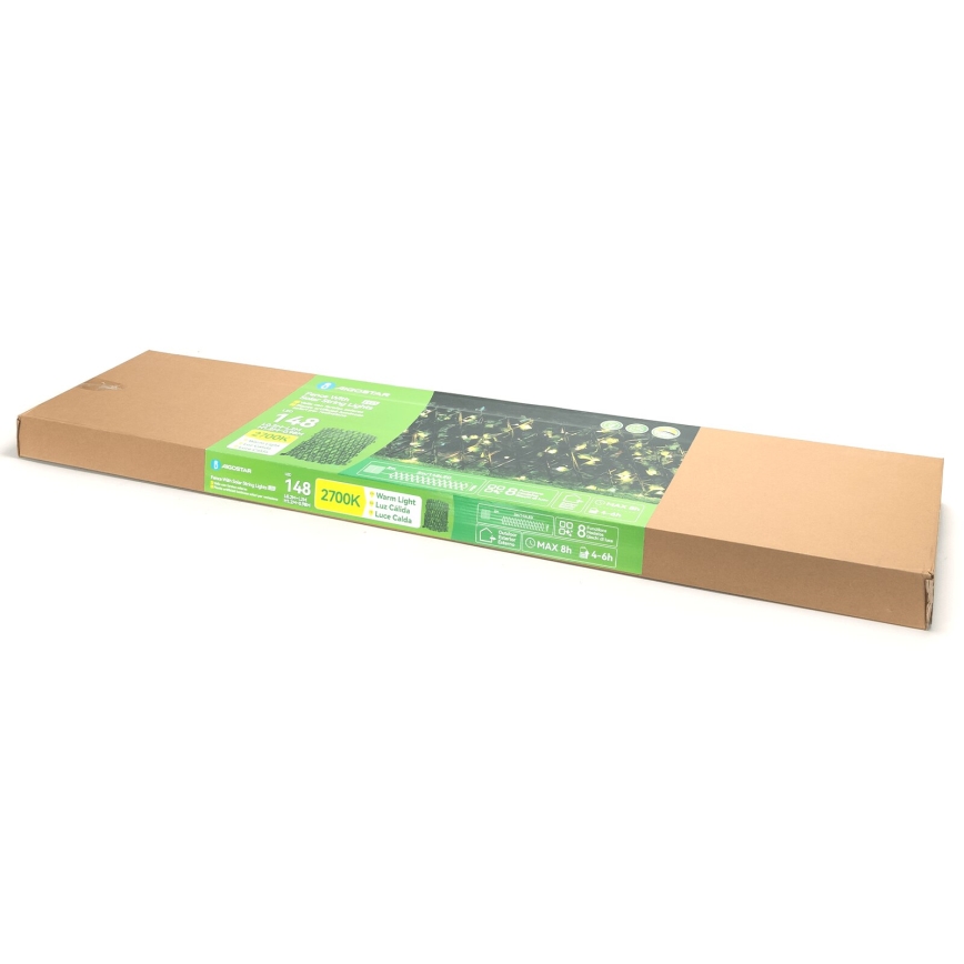 Aigostar - LED Solar ketting 148xLED/2x1,2m IP65 warm wit ivy