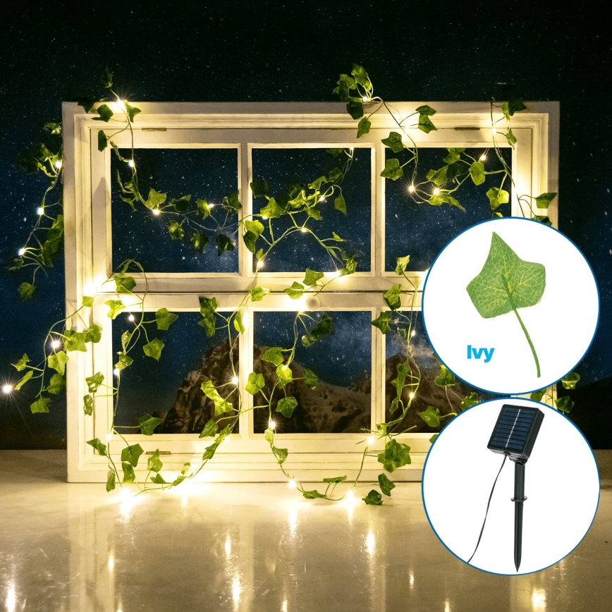 Aigostar - LED Solar ketting 50xLED/7m IP65 300 mAh warm wit ivy