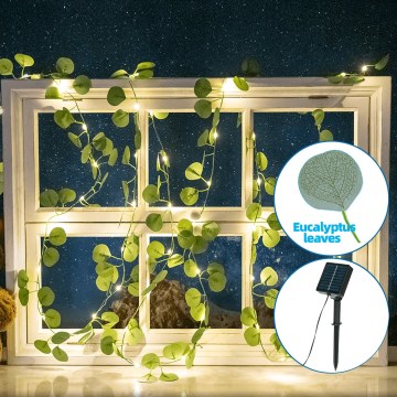 Aigostar - LED Solar ketting 50xLED/7m IP65 warm wit eucalyptus
