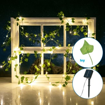 Aigostar - LED Solar ketting 50xLED/7m IP65 warm wit ivy