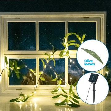 Aigostar - LED Solar ketting 60xLED/4m IP65 warm wit olijf