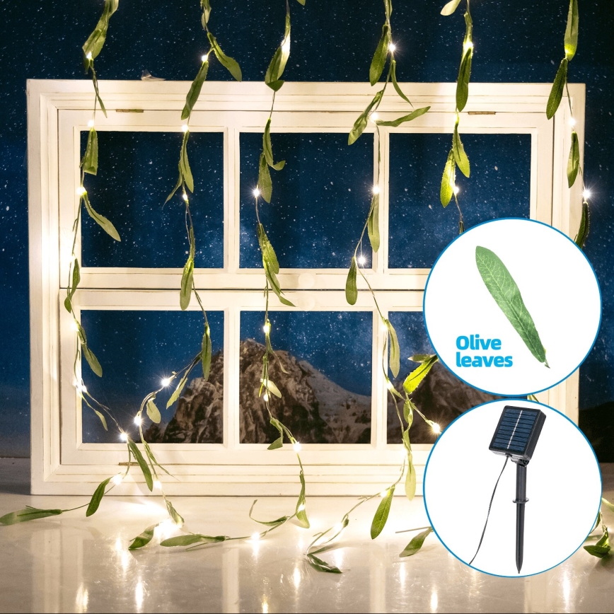Aigostar - LED Solar ketting 70xLED/4x1m IP65 300 mAh warm wit olijf