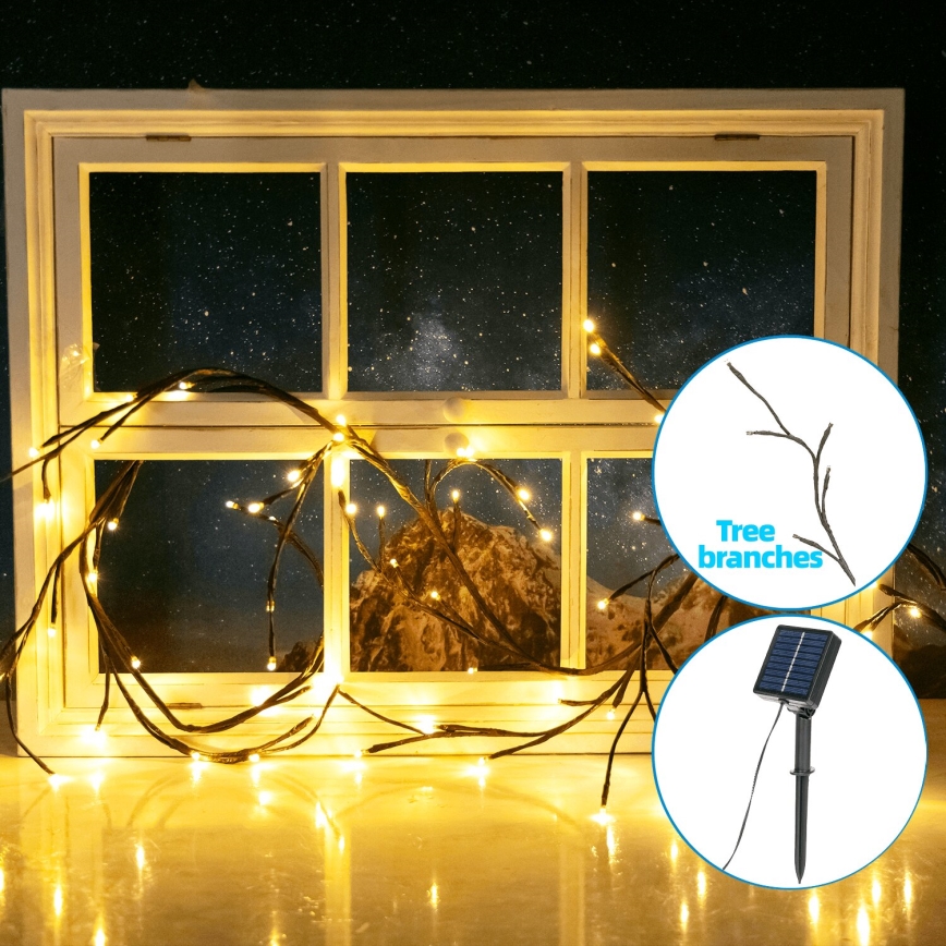 Aigostar - LED Solar ketting 72xLED/4m IP65 300 mAh warm wit boomtakken