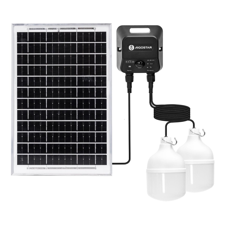 Aigostar - LED Solar kroonluchter met sensor 2xLED/35W/12V 6000 mAh 6500K diameter 10 cm + afstandsbediening