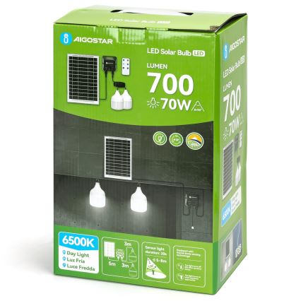 Aigostar - LED Solar kroonluchter met sensor 2xLED/35W/12V 6000 mAh 6500K diameter 10 cm + afstandsbediening