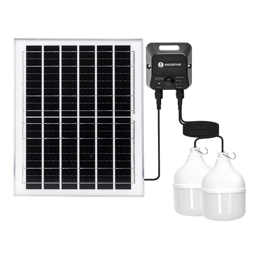 Aigostar - LED Solar kroonluchter met sensor 2xLED/70W/12V 12000 mAh 6500K diameter 12 cm + afstandsbediening