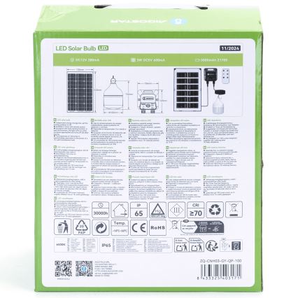 Aigostar - LED Solar kroonluchter met sensor LED/35W/12V 3000 mAh 6500K diameter 10 cm + afstandsbediening